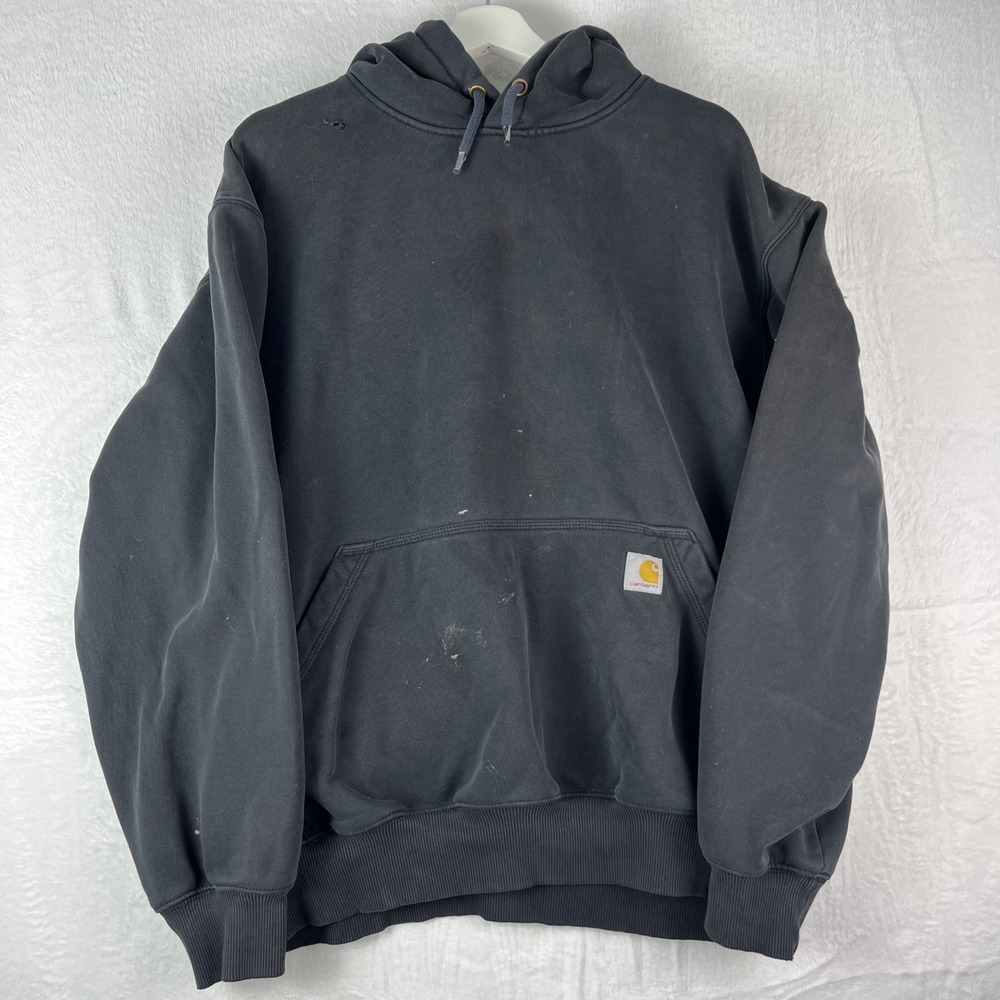 Men's Carhartt Black Pullover Heavy Rain Defender Loose Fit Hoodie Size Large